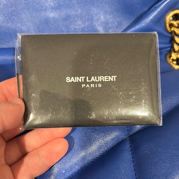 Yves Saint Laurent Blue Gold Quilted Shoulder Bag - Picture 3 of 10